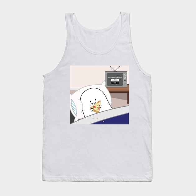 Gordie the Ghost (pizza in bed) | by queenie's cards Tank Top by queenie's cards